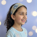 Blue floral crown three-quarter