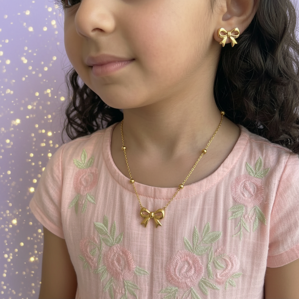 Golden earrings and necklace