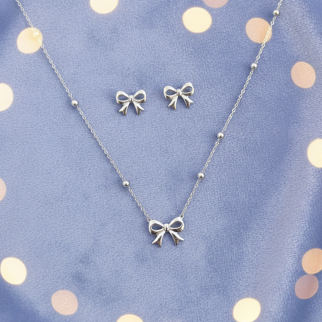 Silver set velvet flat lay